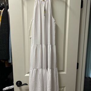 Michael Kors White Gathered Dress